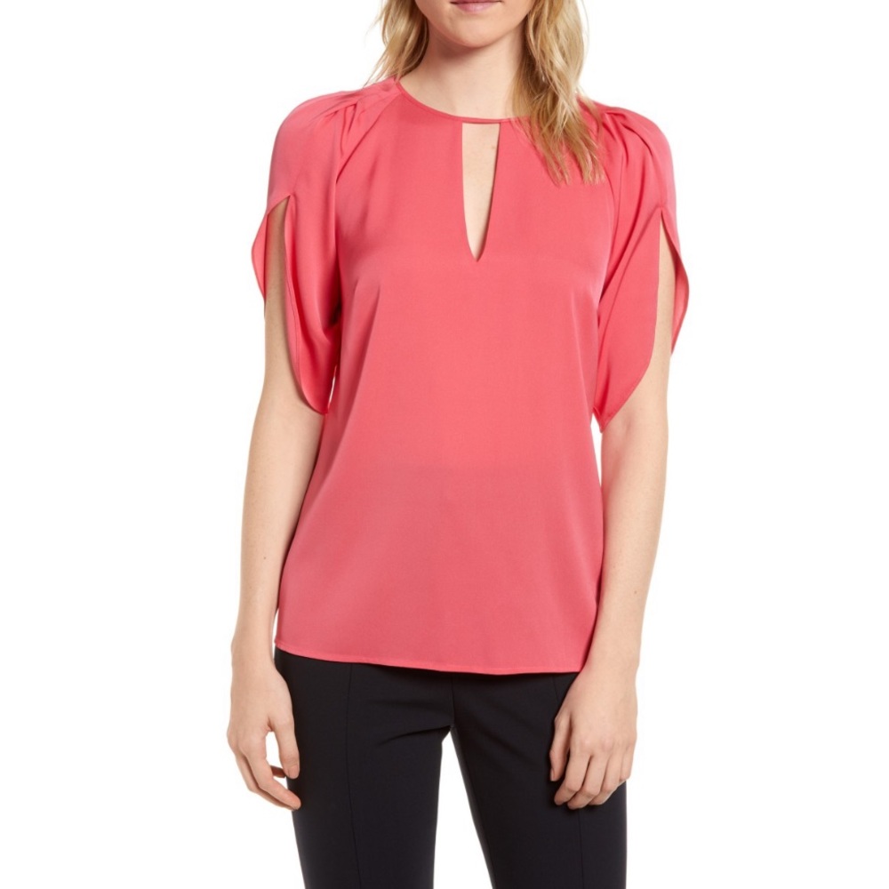 Drape Sleeve Stretch Silk Top